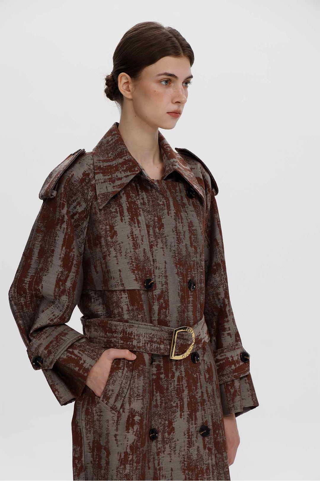 Cecilia Jacquard Belted Trench Coat