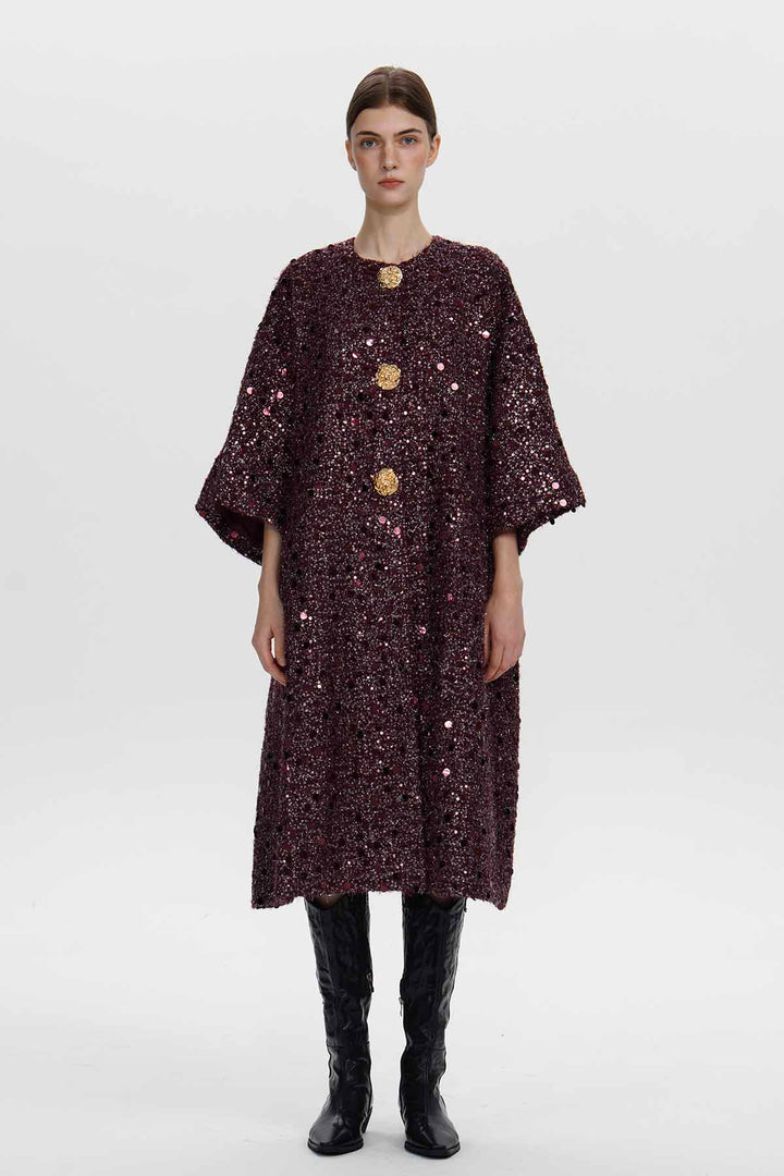 Marianne Sequin Wool Coat