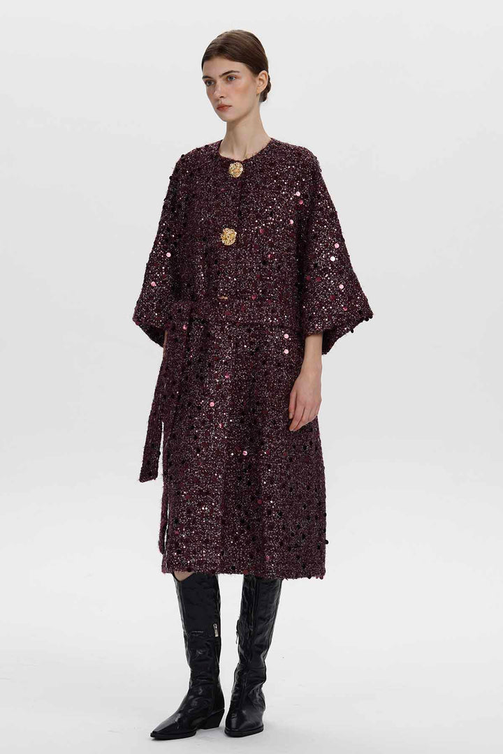 Marianne Sequin Wool Coat