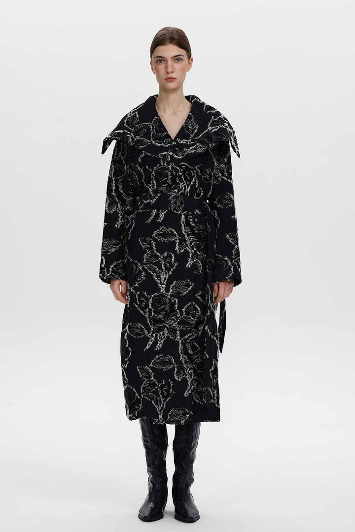 Adeline Rose Jacquard Belted Coat