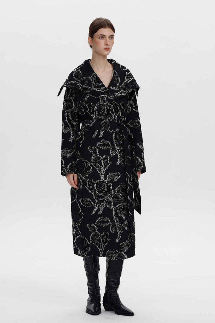 Adeline Rose Jacquard Belted Coat