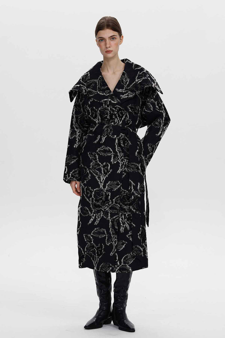 Adeline Rose Jacquard Belted Coat