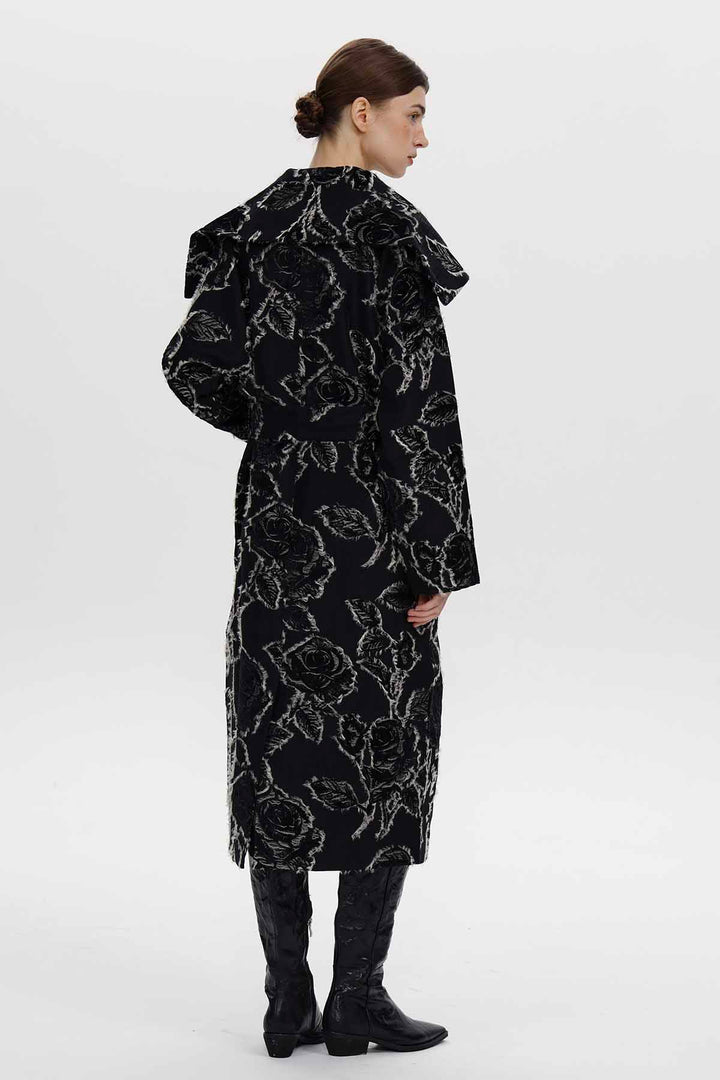 Adeline Rose Jacquard Belted Coat