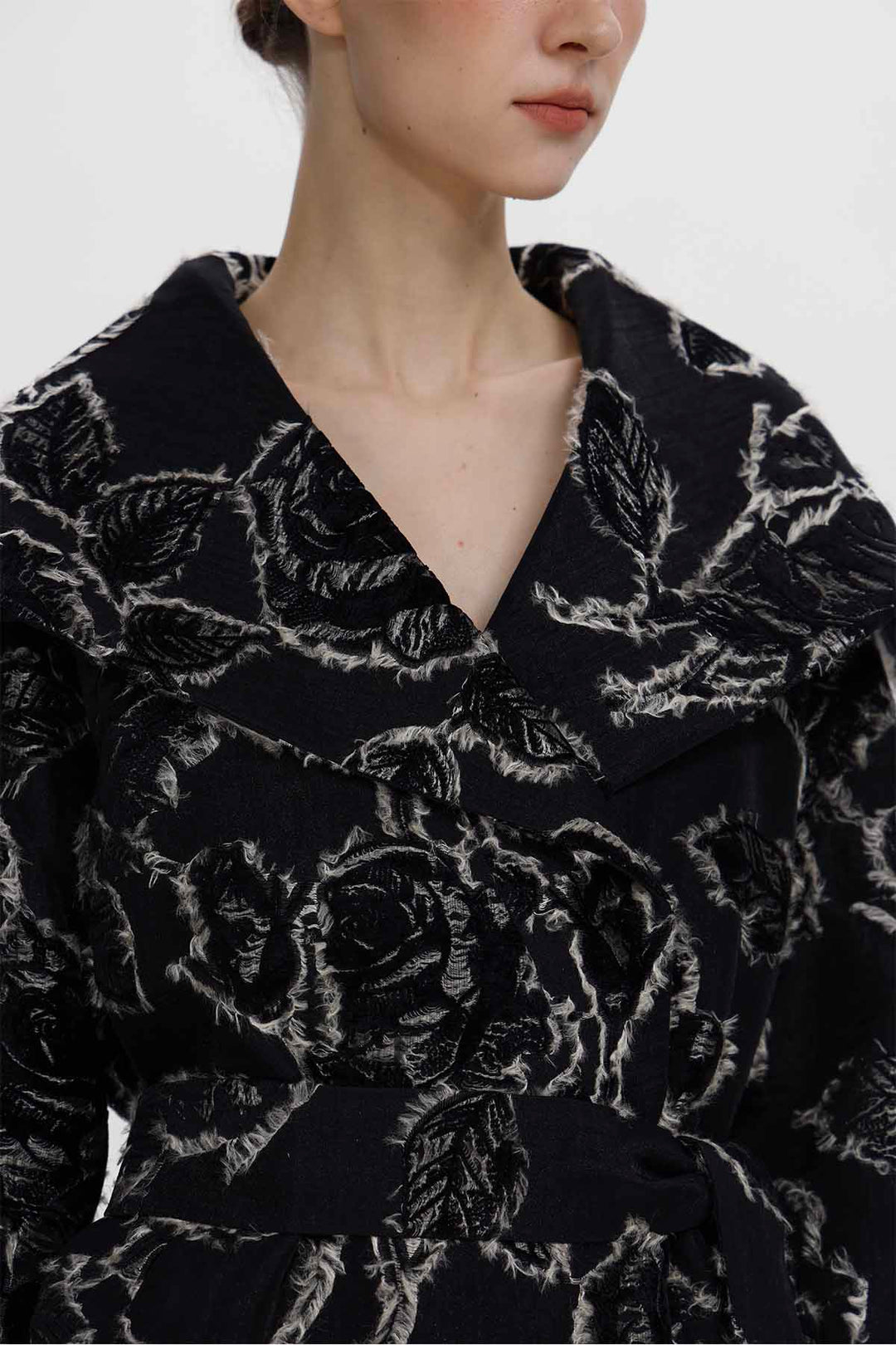 Adeline Rose Jacquard Belted Coat