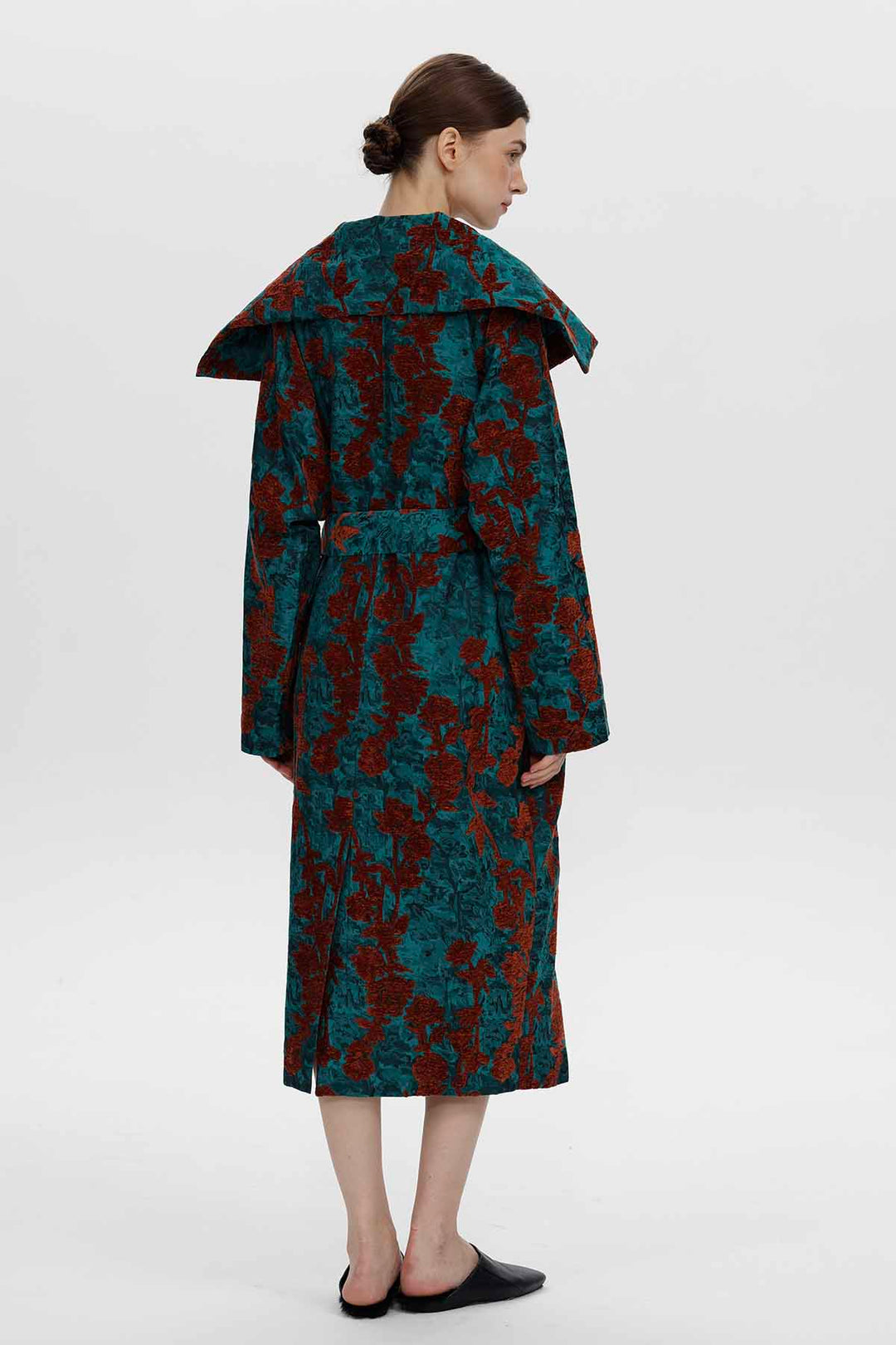 Adeline Rose Jacquard Belted Coat
