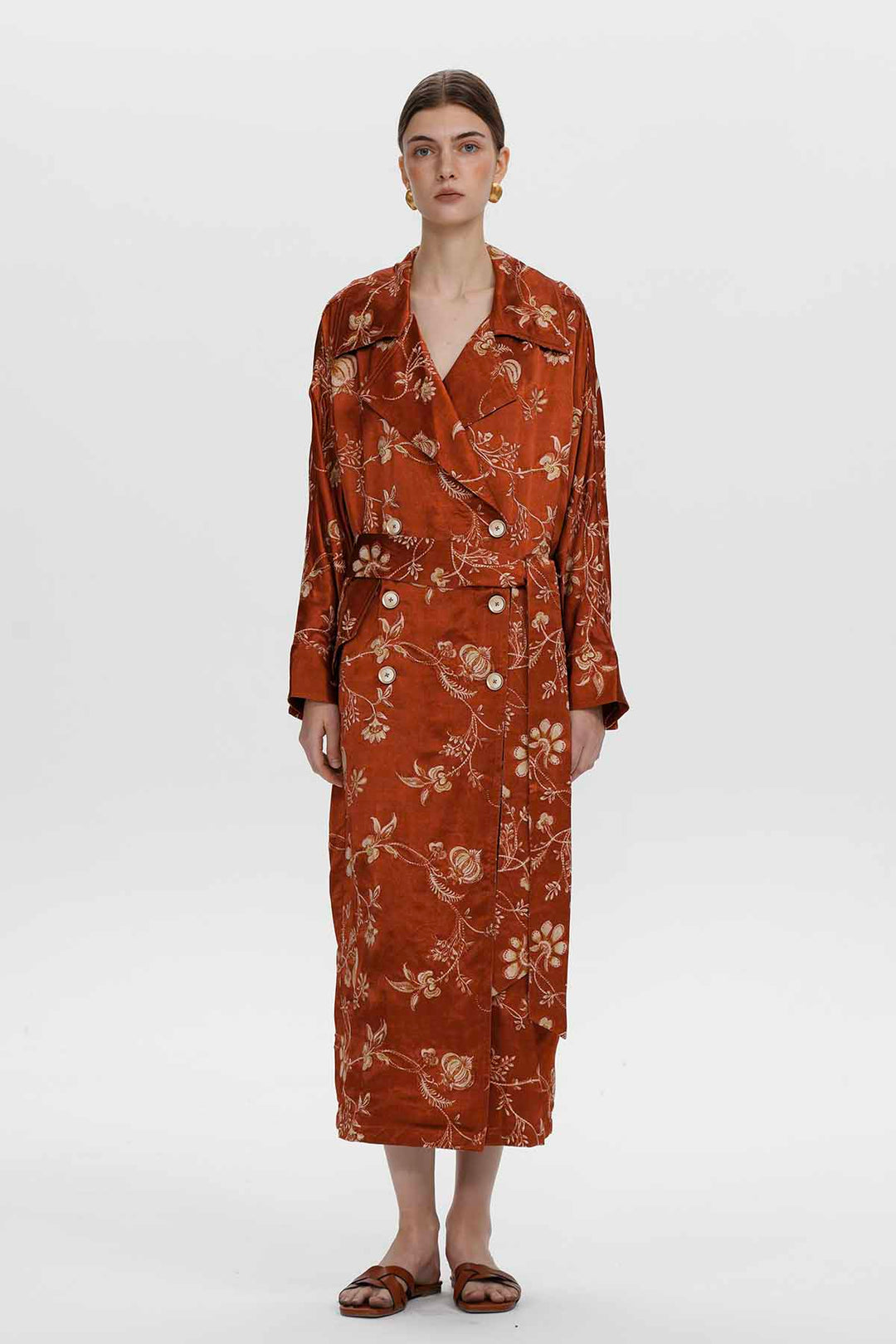 Renata Floral Trench Coat