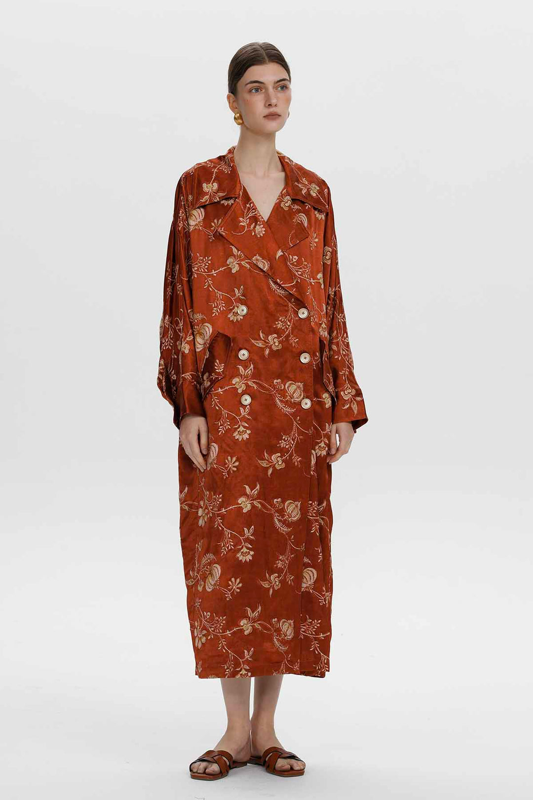 Renata Floral Trench Coat