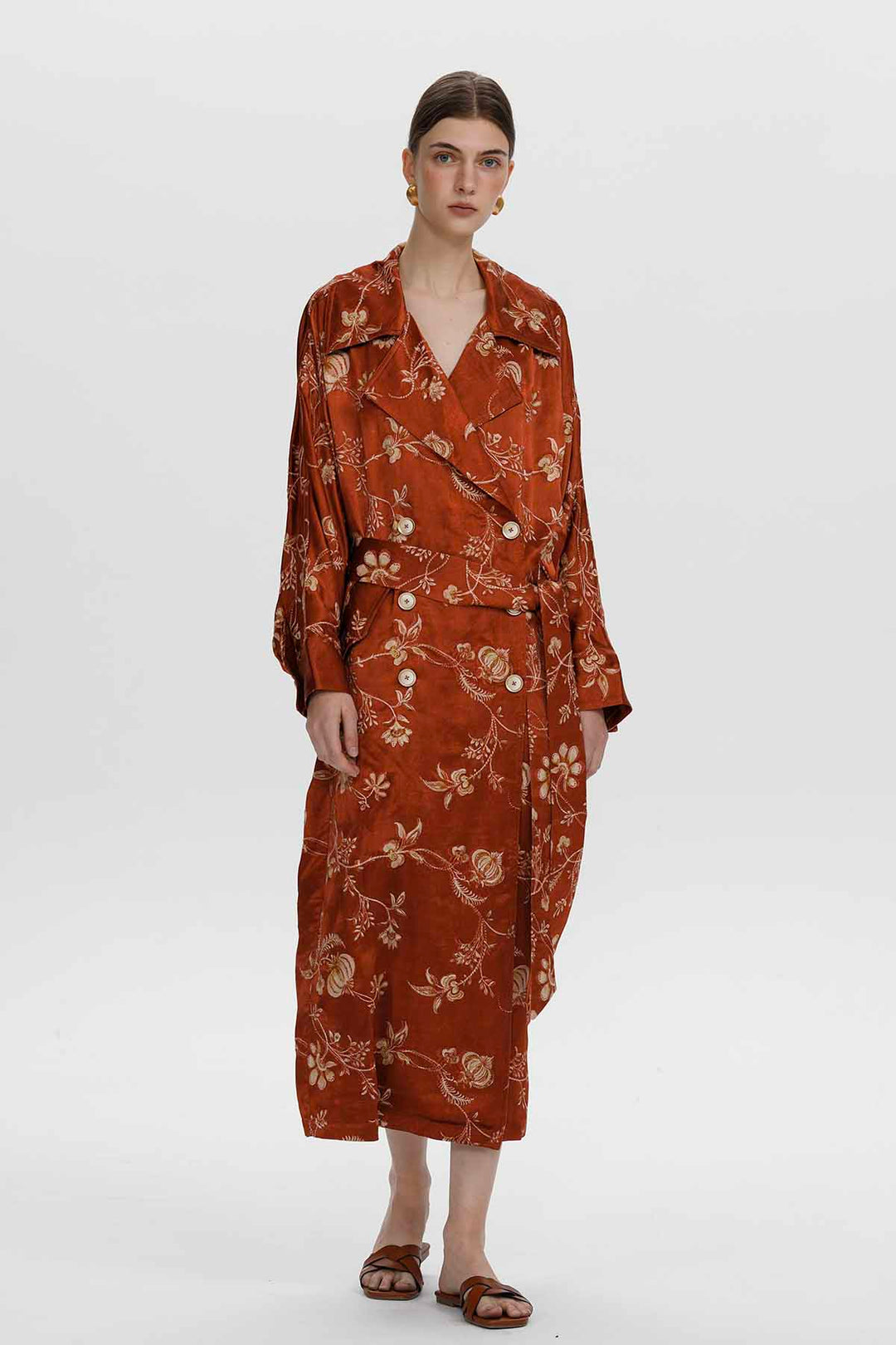 Renata Floral Trench Coat