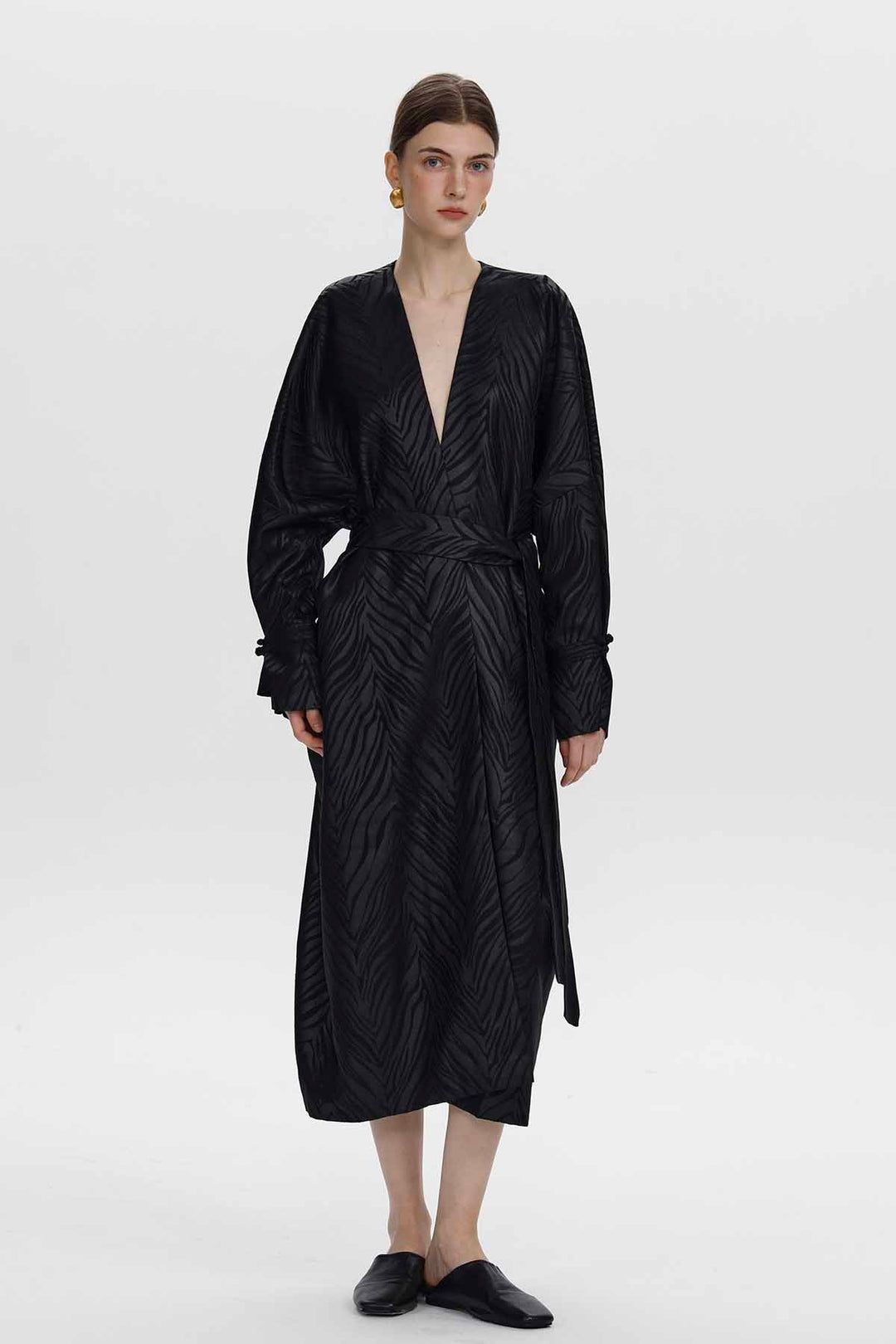 Amandine Zebra Jacquard Wrap Coat