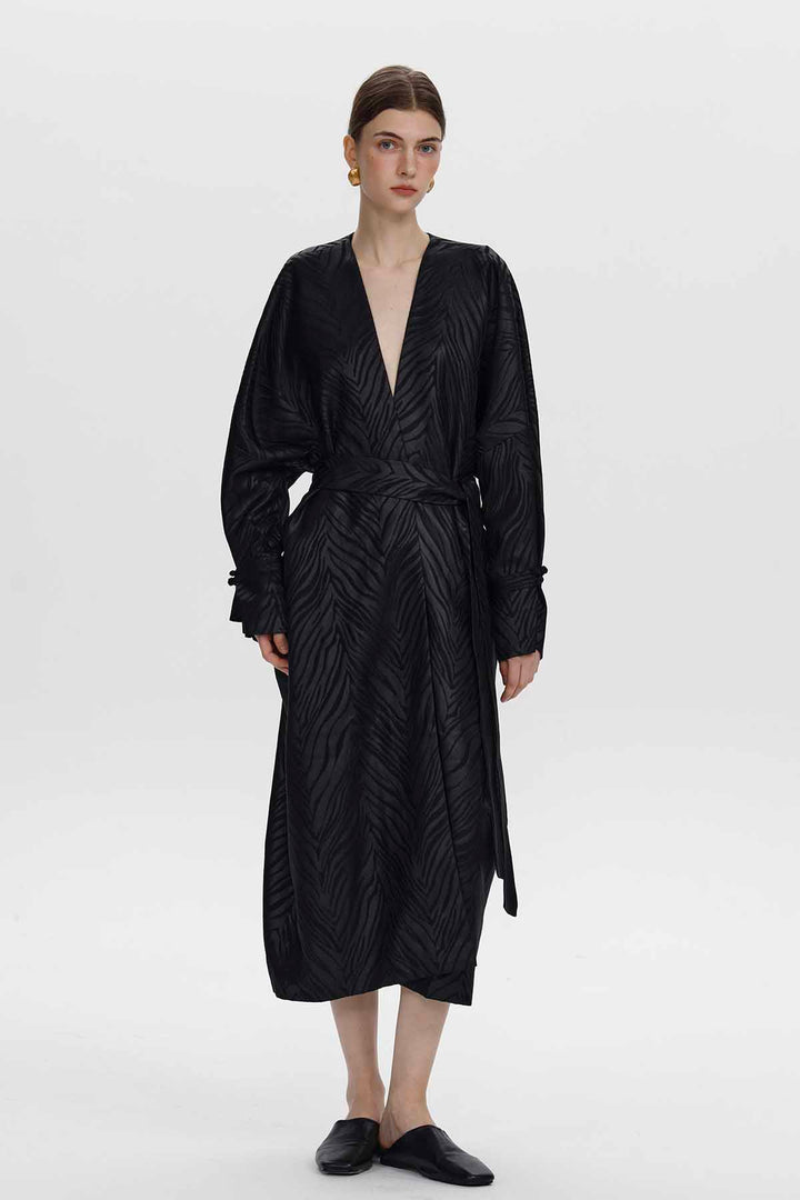 Amandine Zebra Jacquard Wrap Coat
