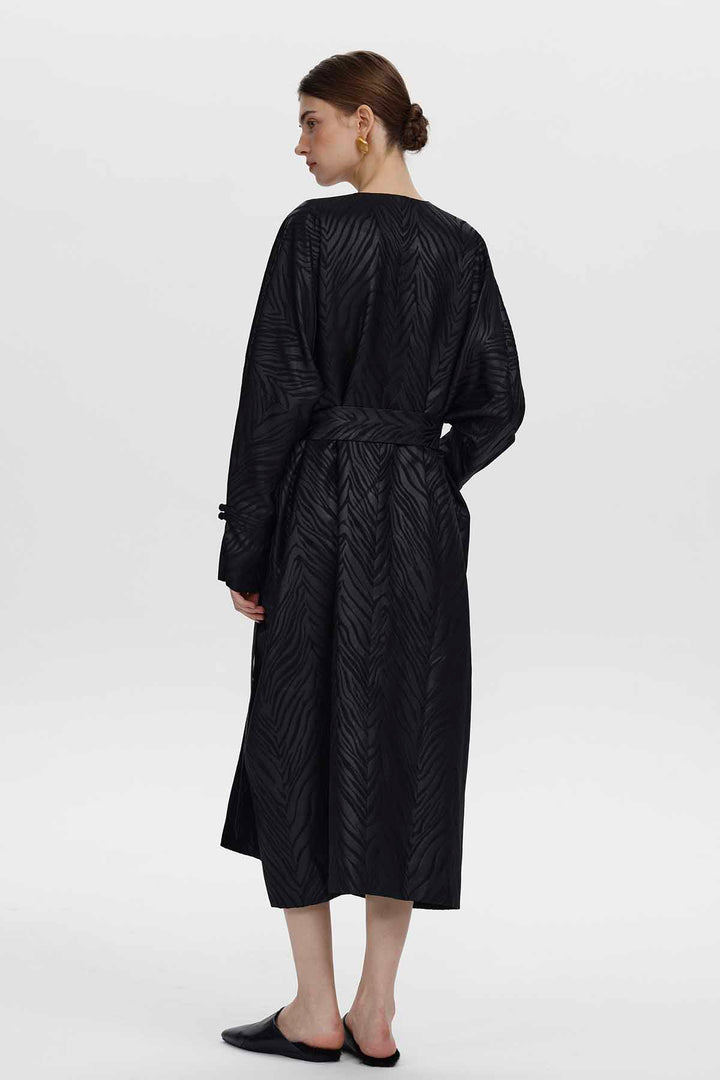 Amandine Zebra Jacquard Wrap Coat