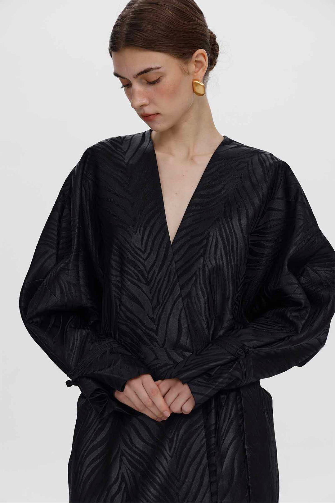 Amandine Zebra Jacquard Wrap Coat