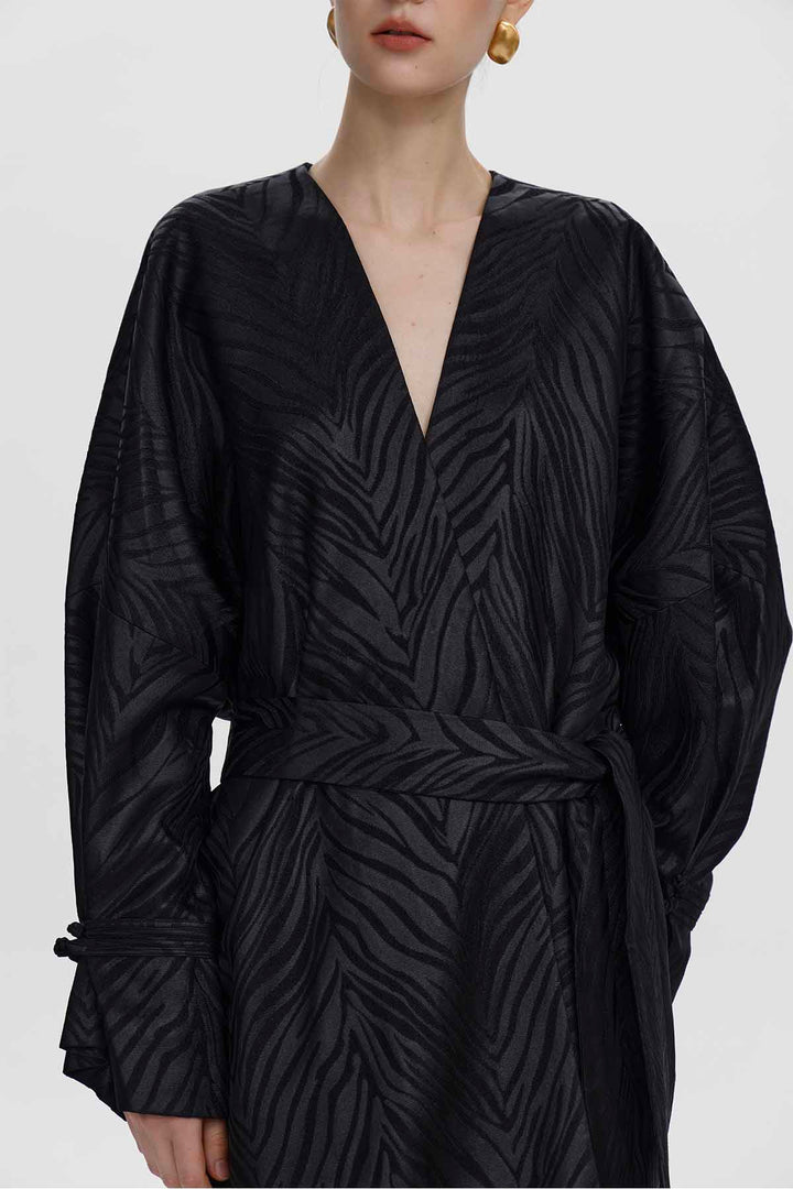 Amandine Zebra Jacquard Wrap Coat