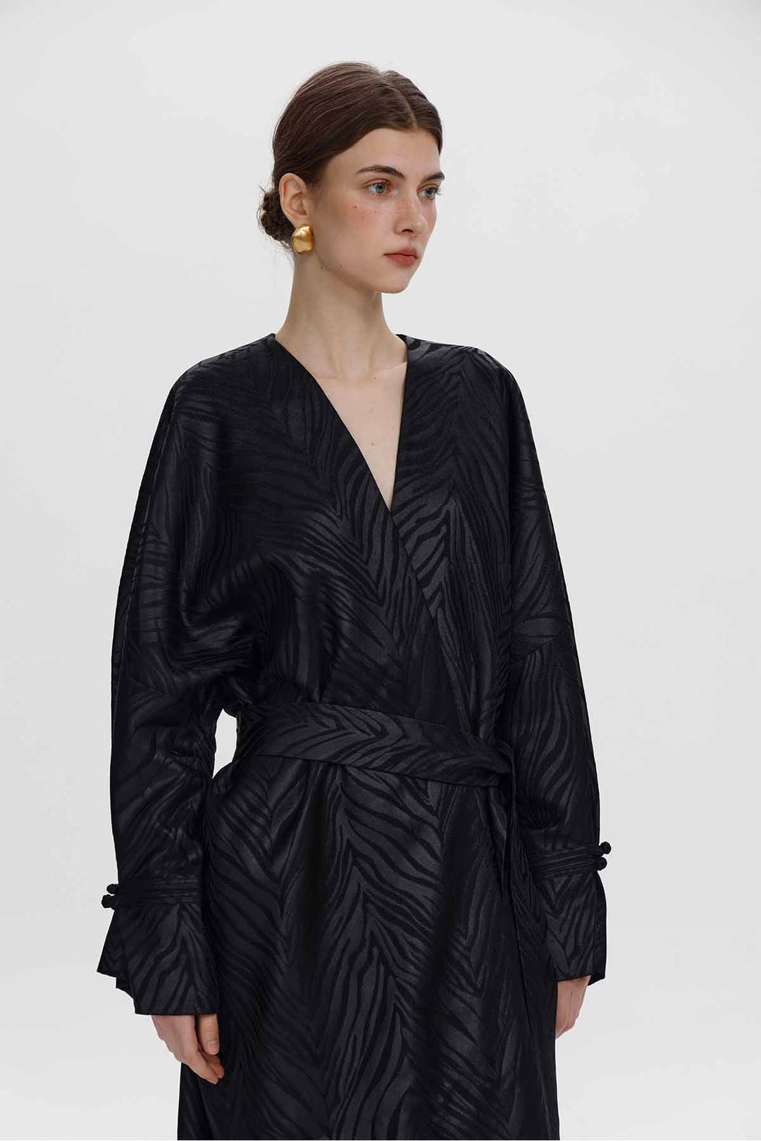 Amandine Zebra Jacquard Wrap Coat