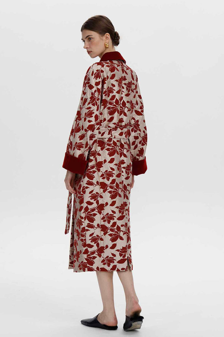 Leontine Floral Jacquard Long Coat