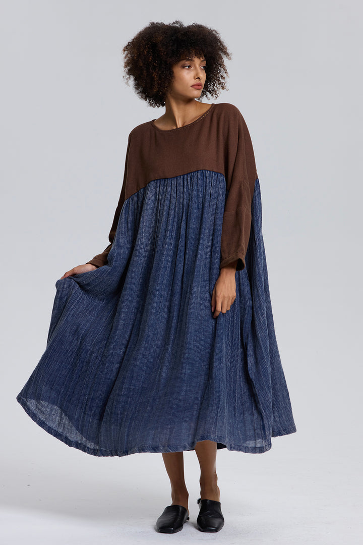 Noor Splice Linen Dress