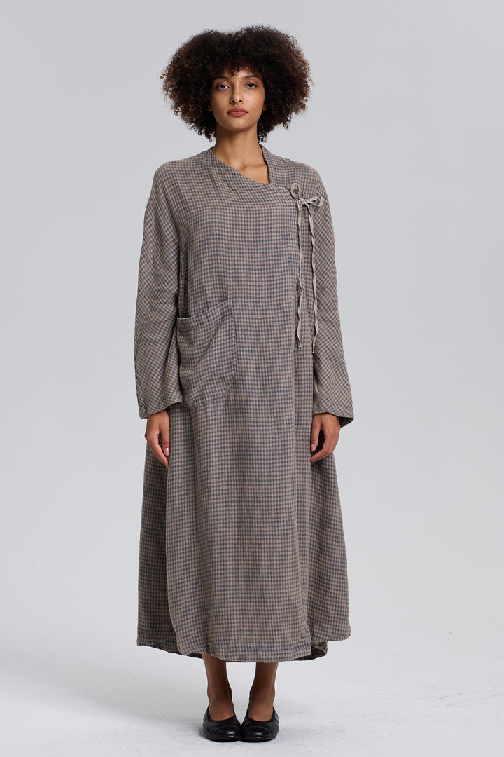 Fraya Asymmetric Design Linen Dress