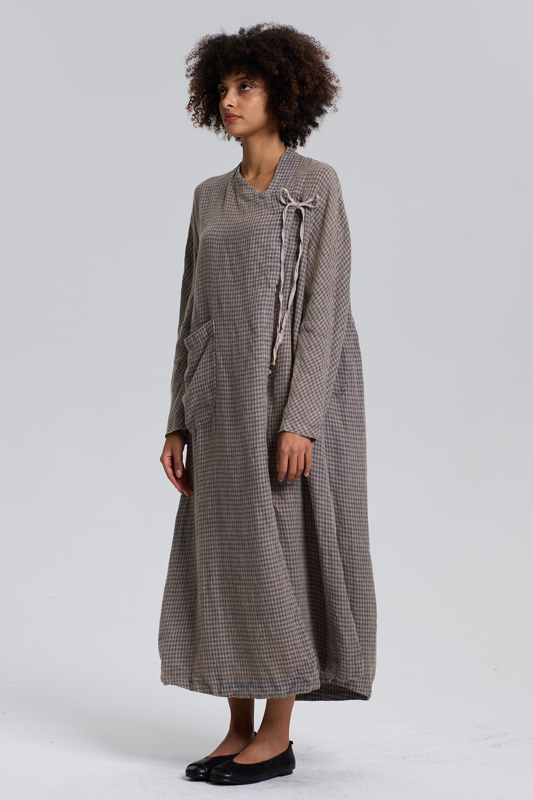 Fraya Asymmetric Design Linen Dress