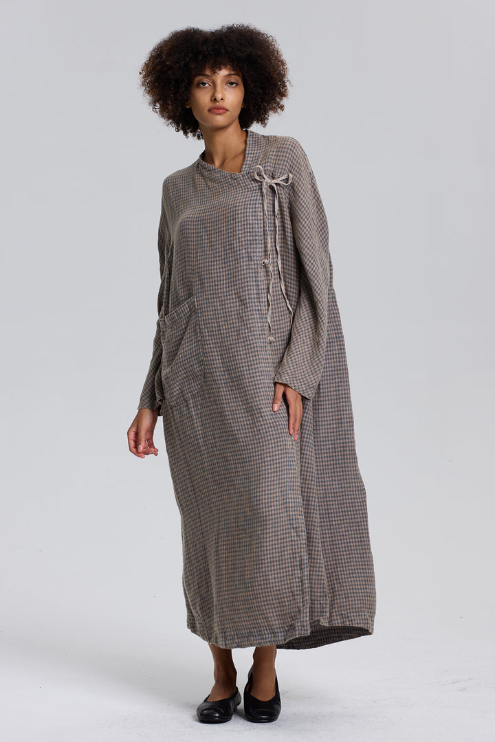 Fraya Asymmetric Design Linen Dress