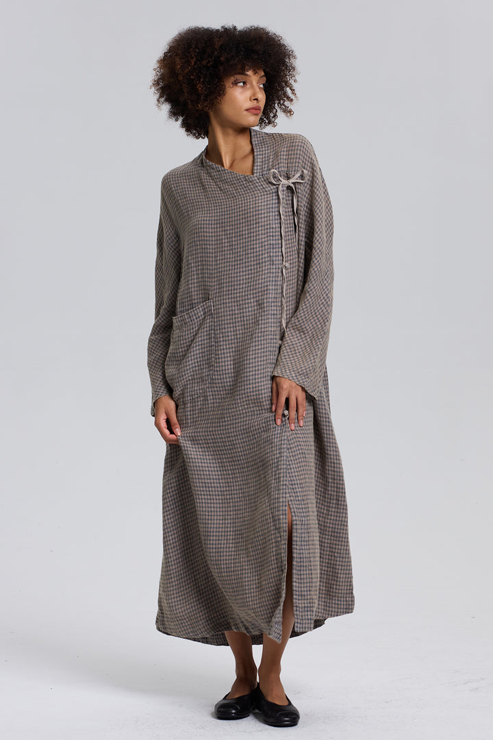 Fraya Asymmetric Design Linen Dress