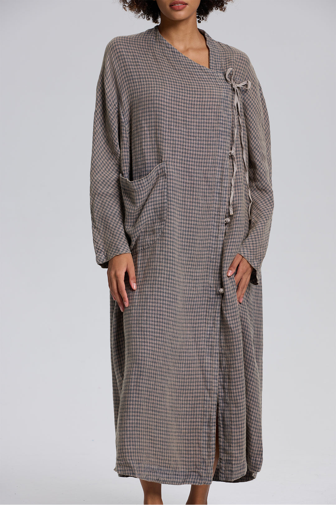 Fraya Asymmetric Design Linen Dress