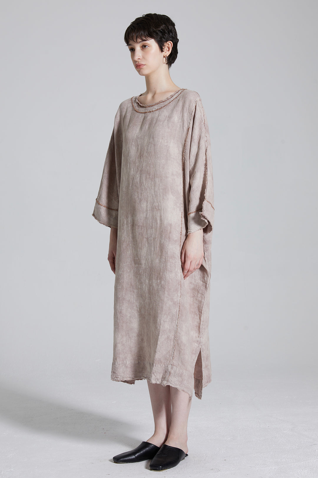 Cravat Tie-dye Linen Cozy Maxi Dress