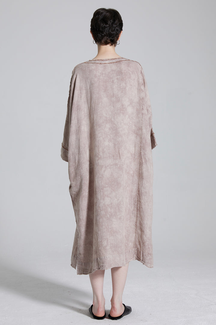 Cravat Tie-dye Linen Cozy Maxi Dress