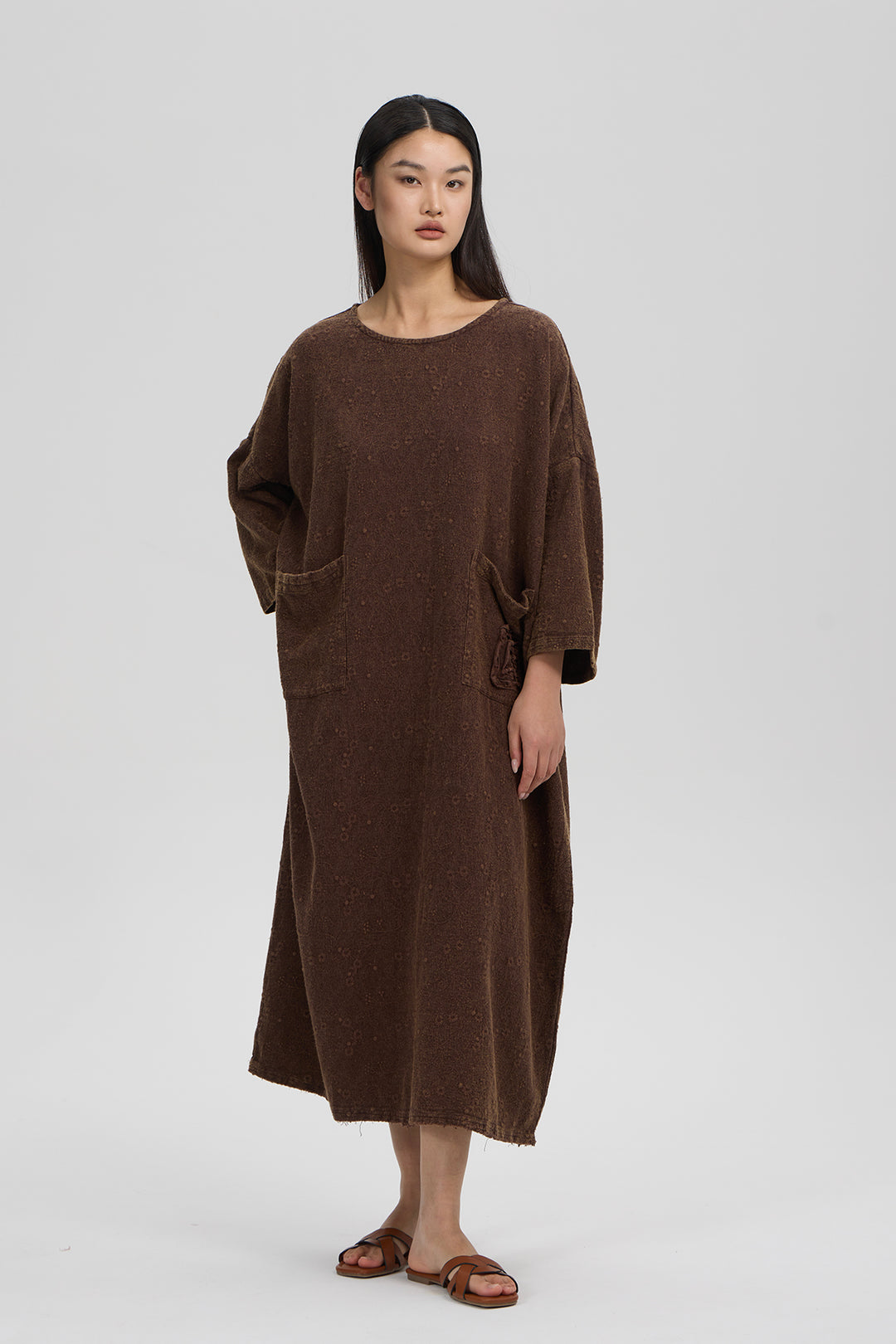 rustic linen dress 100% Linen Rustic Pleat Strap Dress