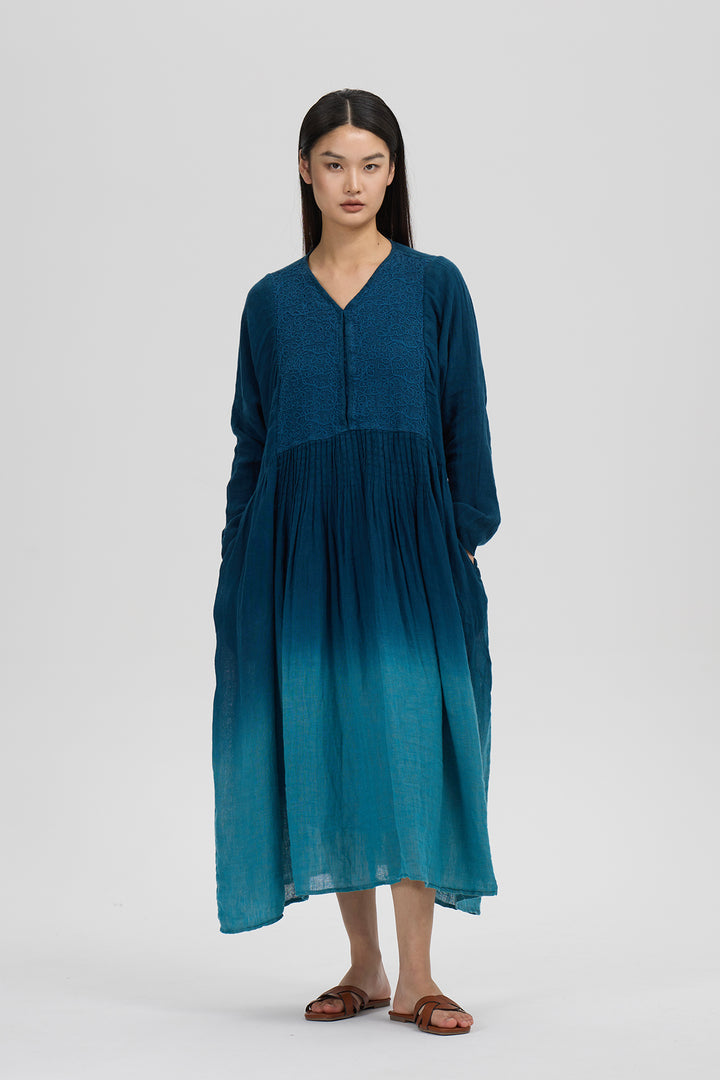 Soraya Artisan Linen Dress – Lagoon