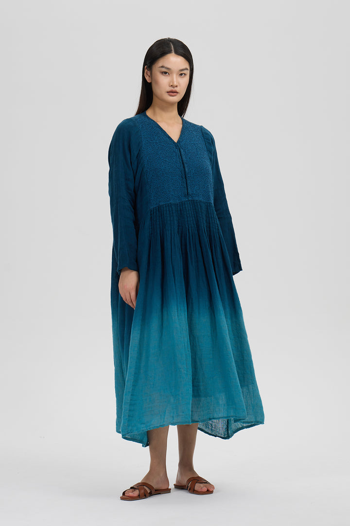 Soraya Artisan Linen Dress – Lagoon