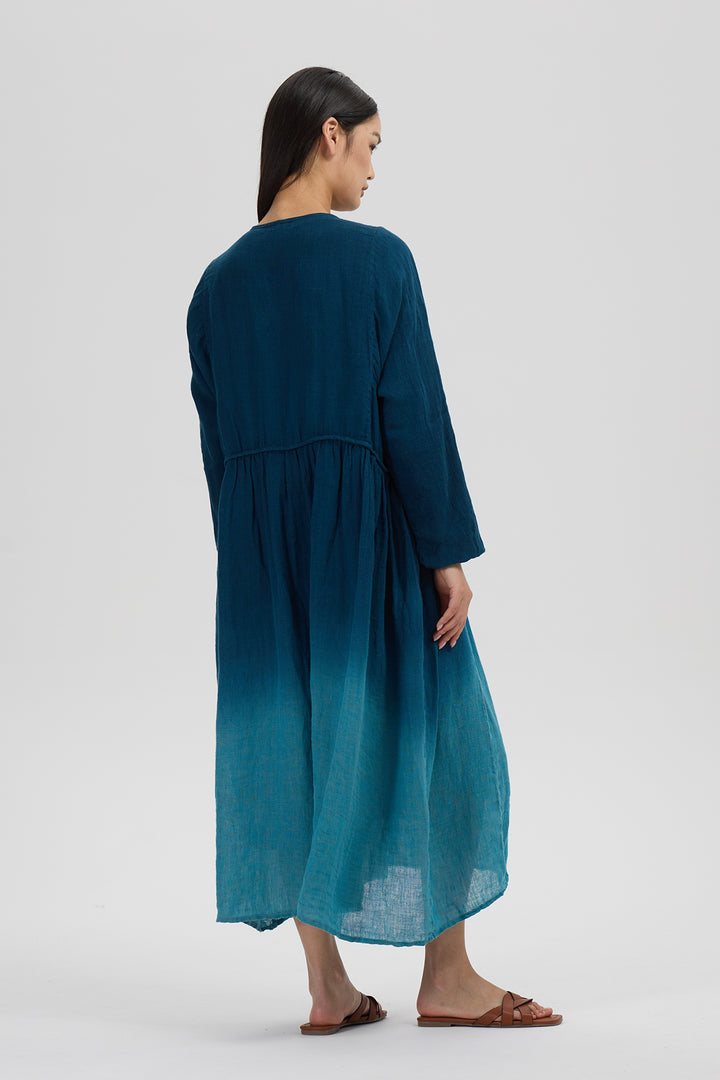 Soraya Artisan Linen Dress – Lagoon