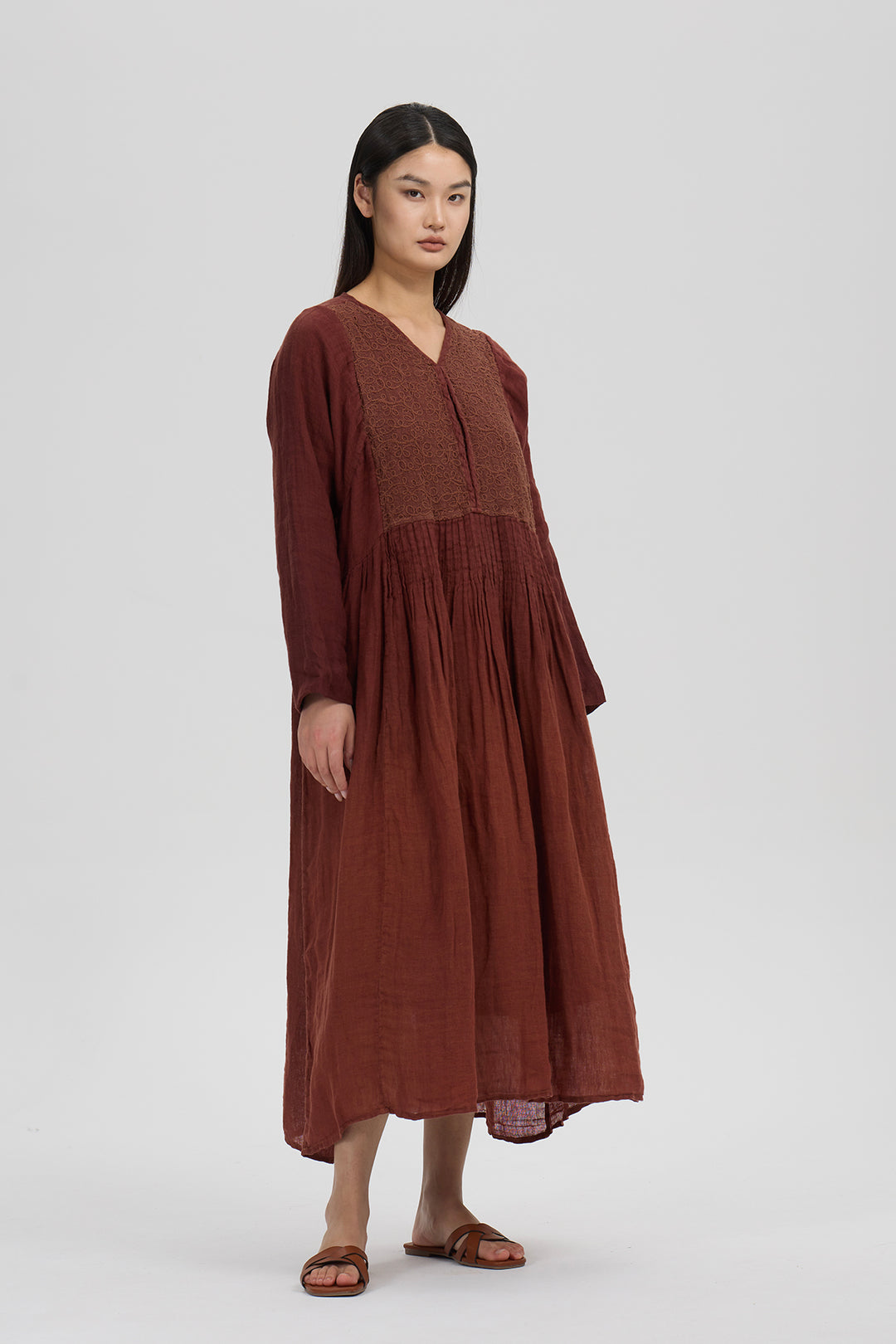 Soraya Artisan Linen Dress Earth Soraya Artisan Linen Dress Earth