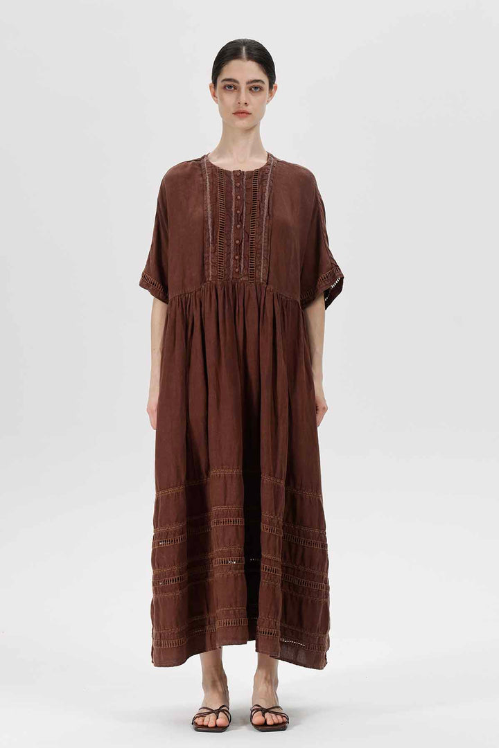 Isotta Short Sleeve Linen Dress