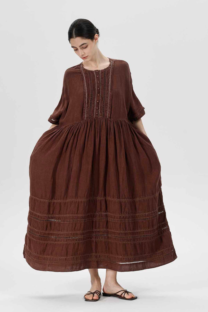 Isotta Short Sleeve Linen Dress