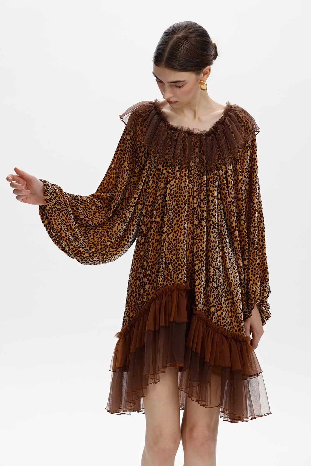 Marielle Leopard Silk Velvet Mini Dress