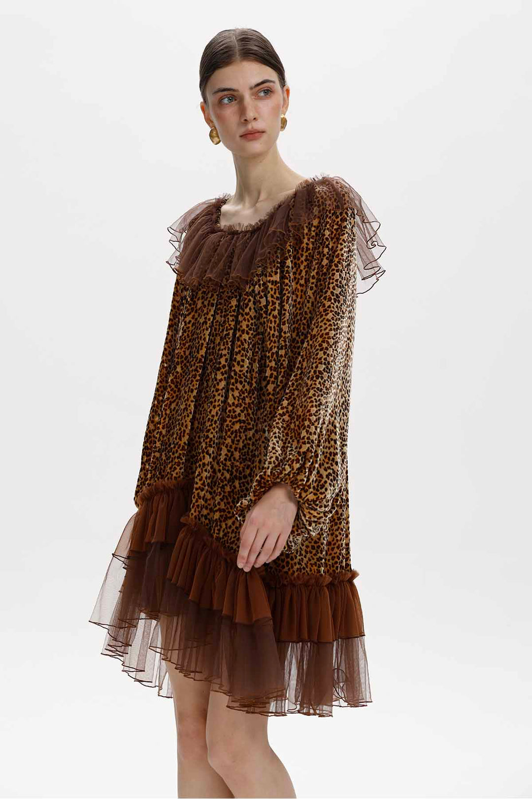 Marielle Leopard Silk Velvet Mini Dress