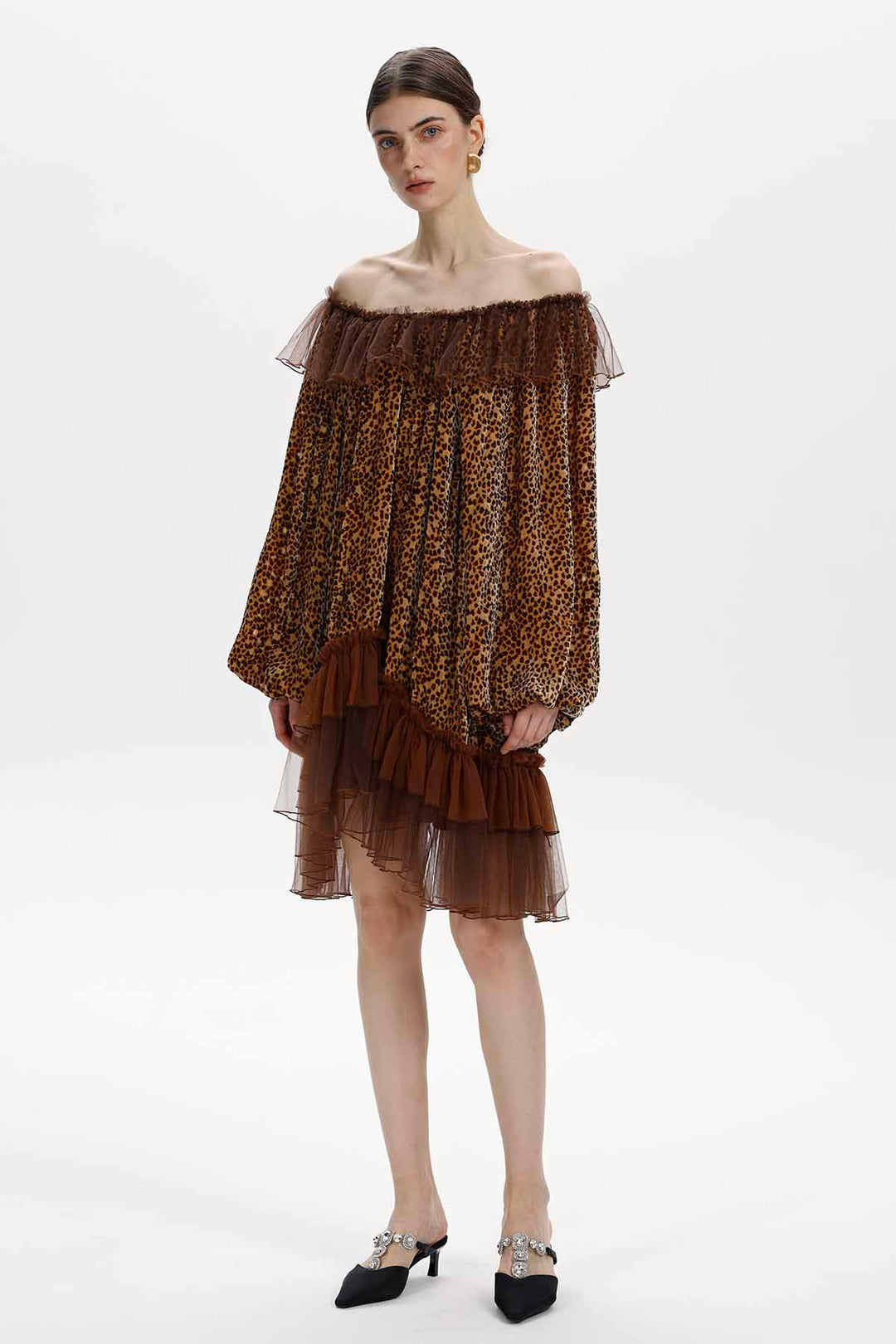 Marielle Leopard Silk Velvet Mini Dress