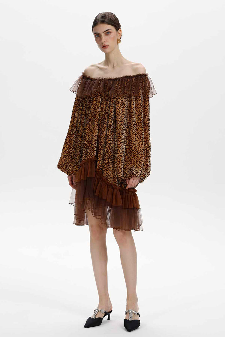 Marielle Leopard Silk Velvet Mini Dress