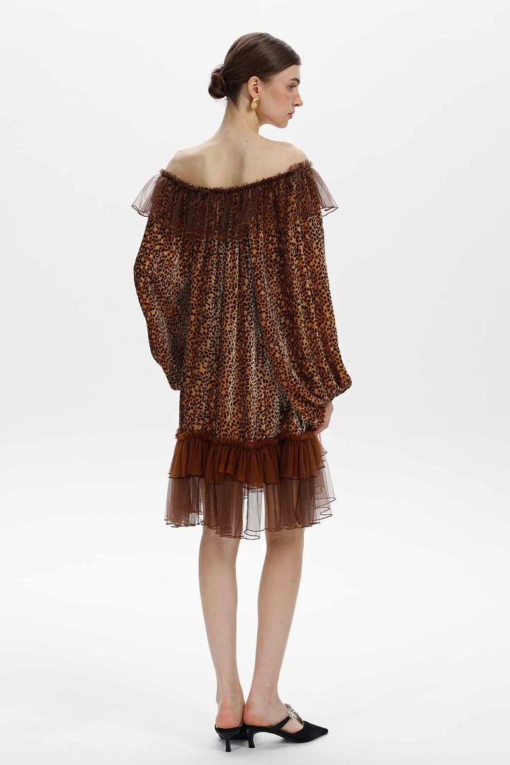 Marielle Leopard Silk Velvet Mini Dress