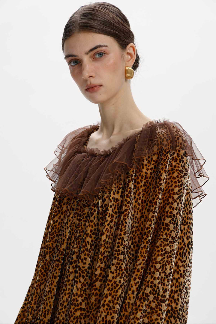 Marielle Leopard Silk Velvet Mini Dress