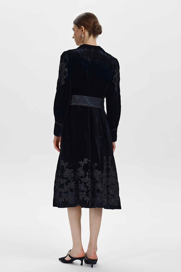 Petra Embellished Velvet Wrap Midi Dress