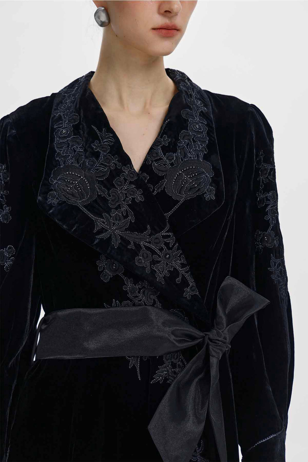 Petra Embellished Velvet Wrap Midi Dress