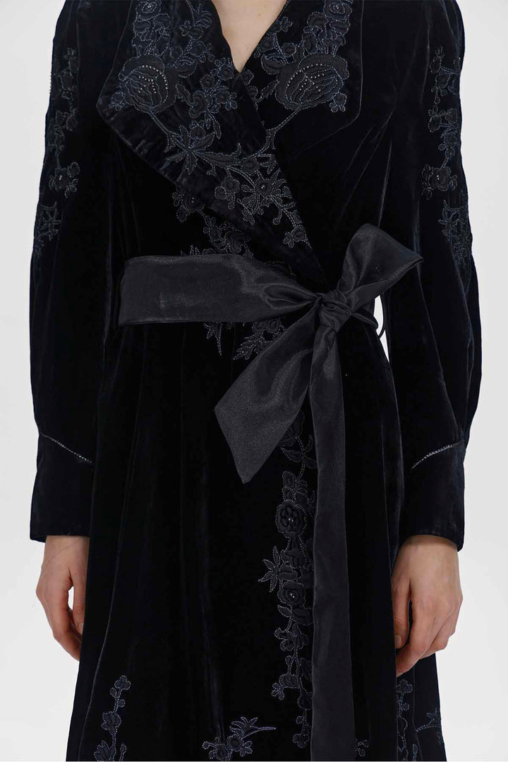 Petra Embellished Velvet Wrap Midi Dress