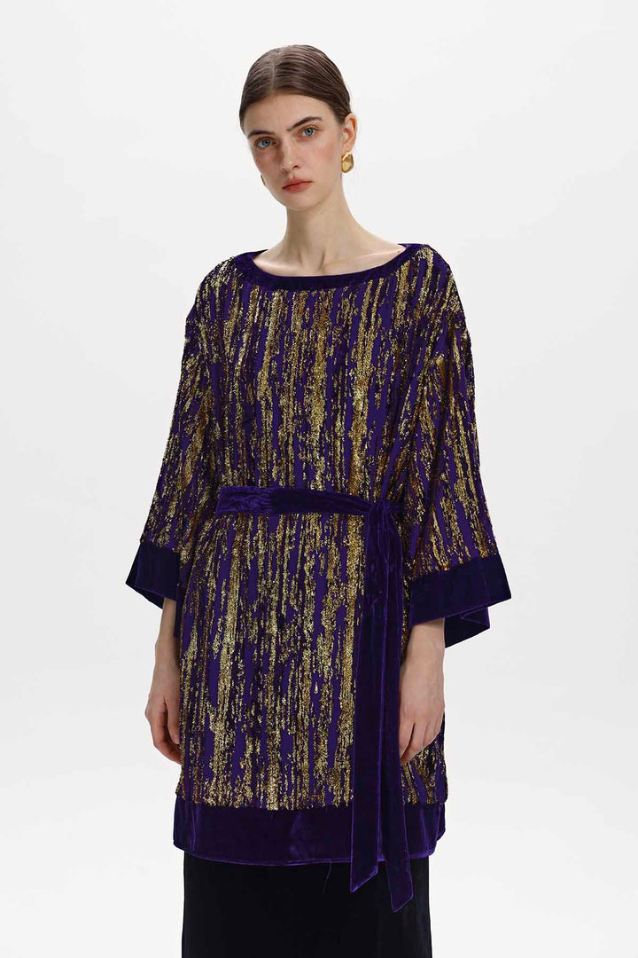 Nadine Metallic-Thread Velvet Tunic