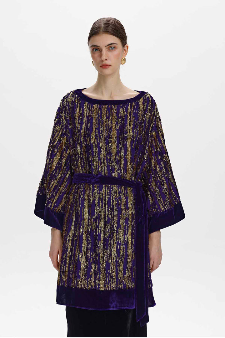 Nadine Metallic-Thread Velvet Tunic