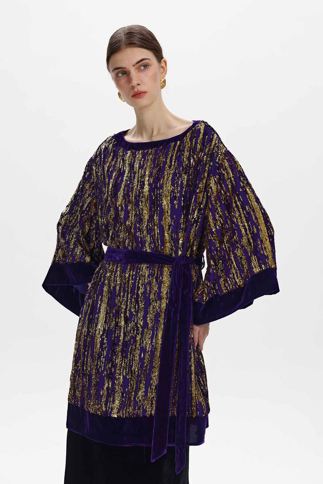 Nadine Metallic-Thread Velvet Tunic
