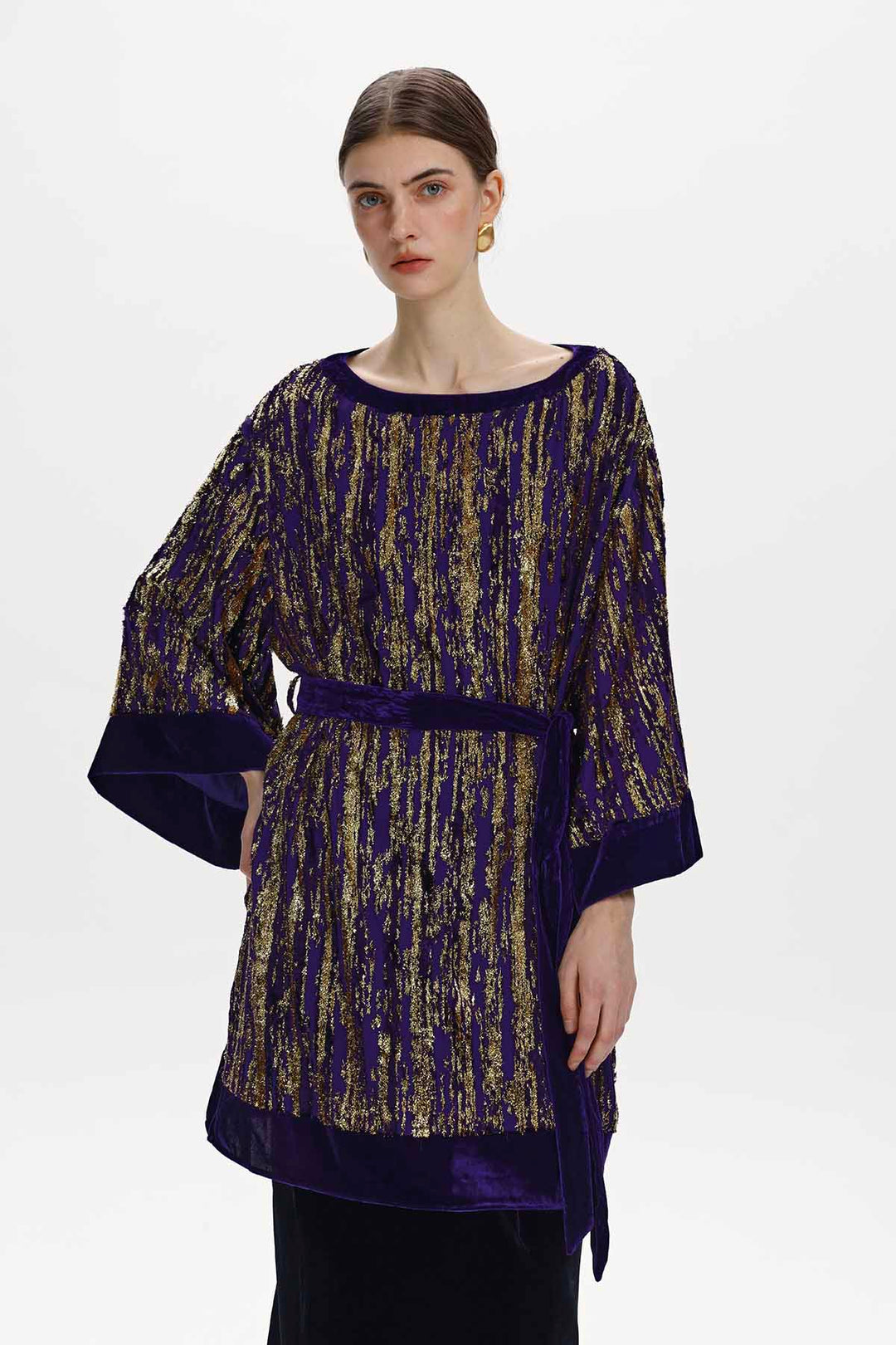 Nadine Metallic-Thread Velvet Tunic