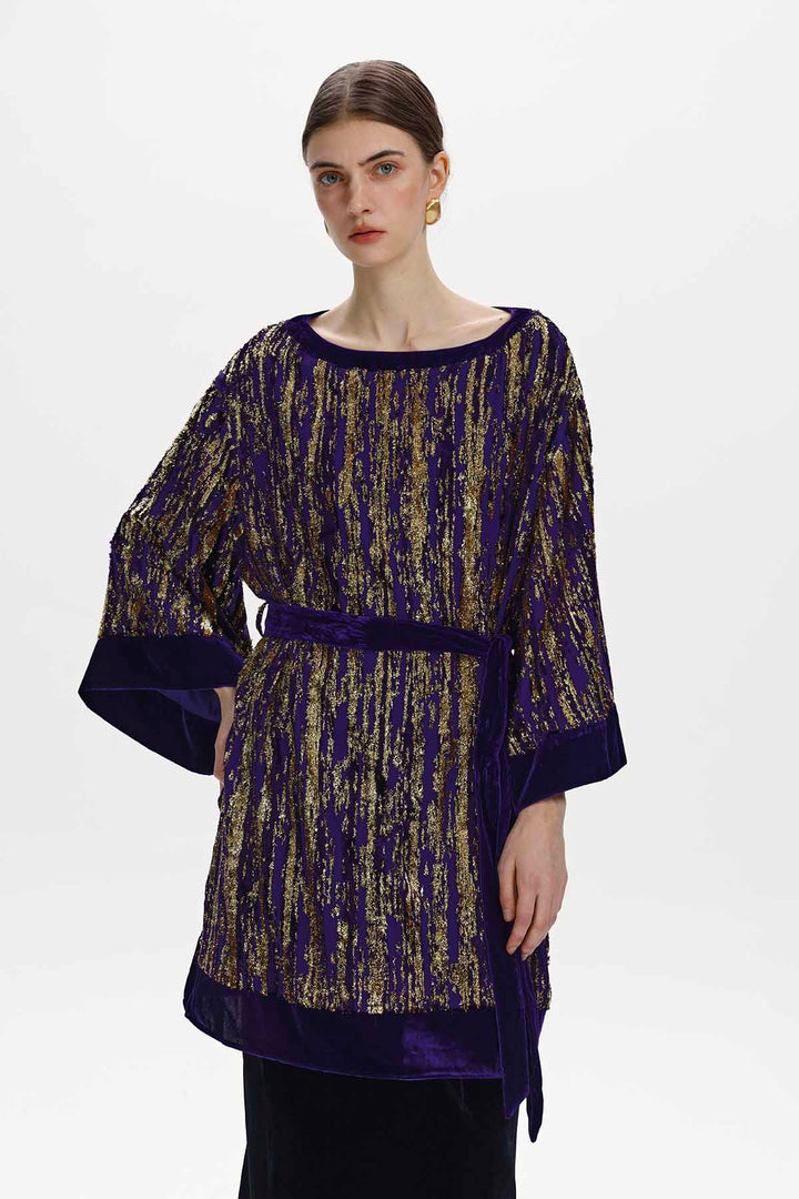 Nadine Metallic-Thread Velvet Tunic