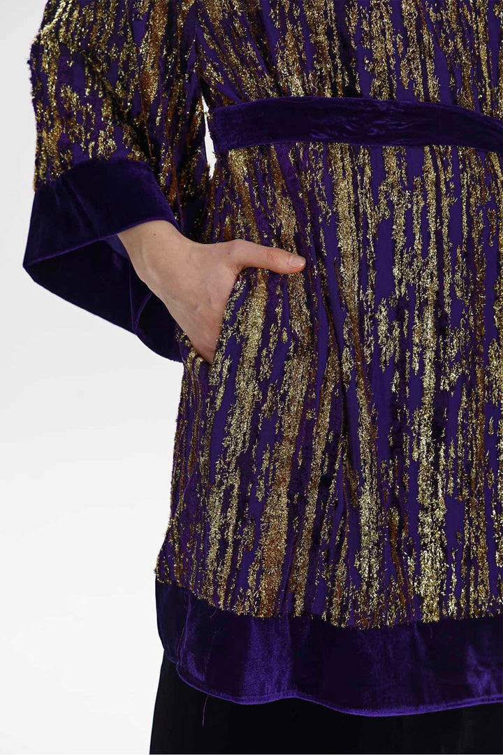 Nadine Metallic-Thread Velvet Tunic