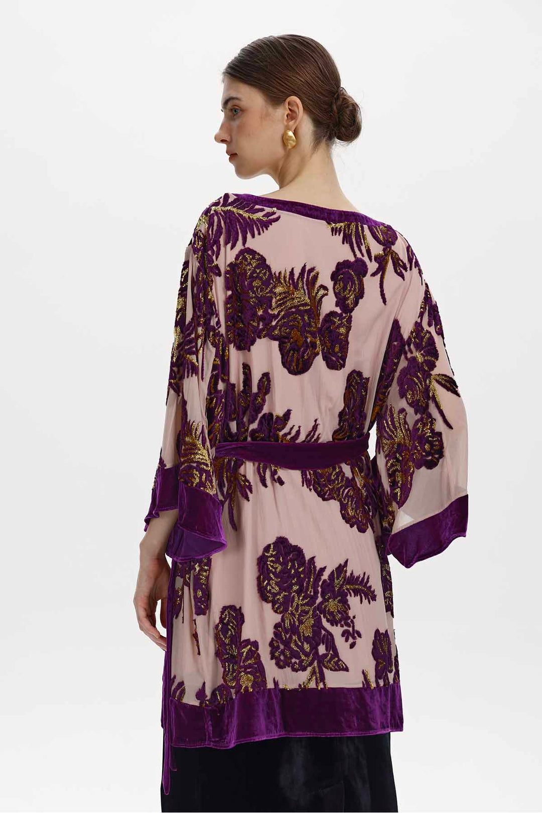 Nadine Floral Silk Velvet Tunic Top